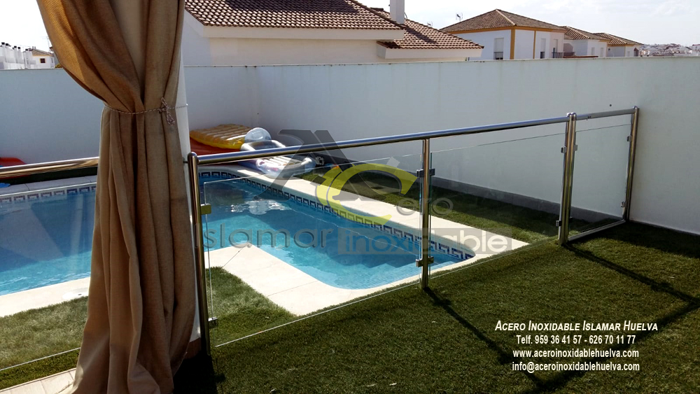 Barandilla piscina Acero Inoxidable y vidrios-Islamar Huelva